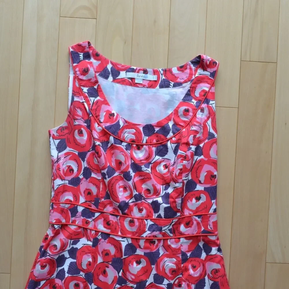 Boden Roses Sleeveless Midi Dress A-Line Size 6L